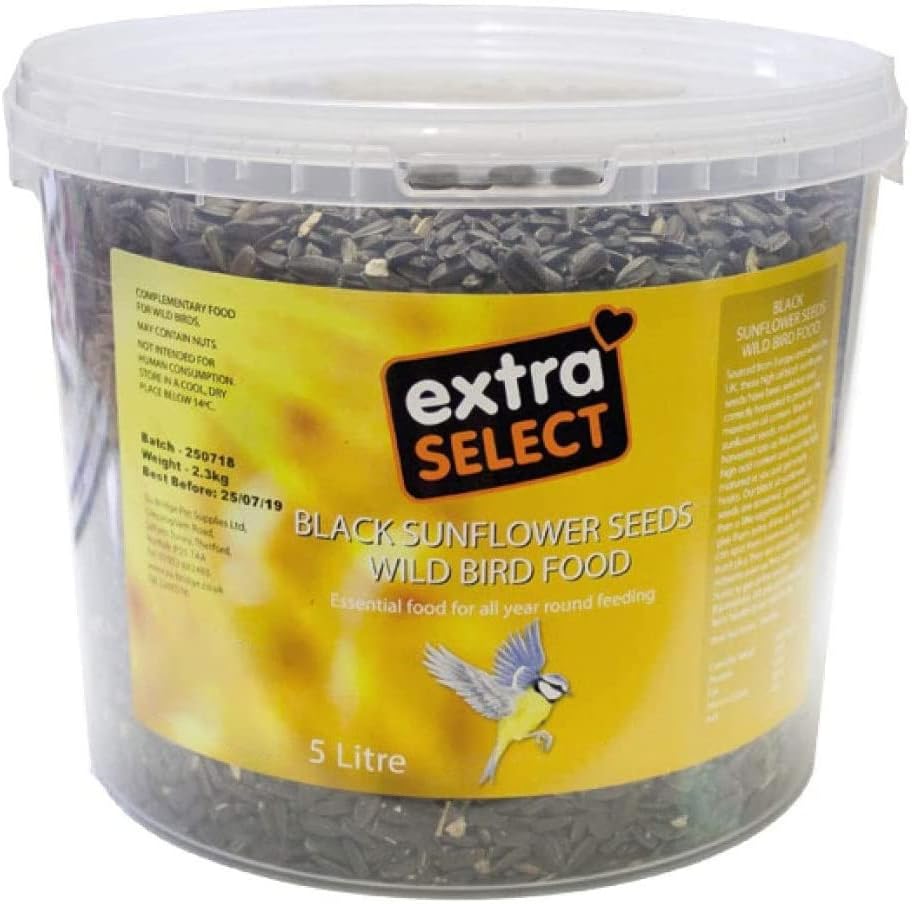 Extra Select Black Sunflower Seed Wild Bird Food, 5 Litre Tub