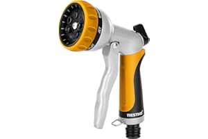 RESTMO Hose Pipe Spray Gun, Heavy Duty Garden Hose Spray Gun, High Pressure Hose Nozzle, Metal Hand Sprayer with 7 Patterns and Water Flow Control, Ideal to Water Plant & Lawn, Wash Car & Pet, Yellow