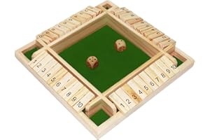 Qcdou Shut The Box Game, Gioco da Tavolo in Legno con 2 Dadi, Gioco di Dadi per 1-4 Giocatori, Età 3 4 5 6 +, Giochi da Tavolo Bambini, Giochi Matematici, per Bambini/Adulti (Verde)