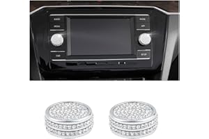 BLINGOOSE für VW Zubehör Glitzer Lautstärkeregler Knopf Aufkleber Dekoration Ring Auto Innenraum Accessoires Volkswagen Golf GTI Tiguan Jetta Atlas Taos Kristall 2 Stücke