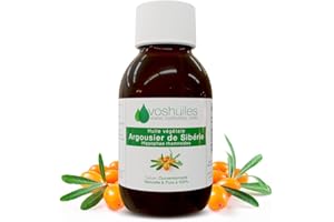 VOSHUILES.COM HUILES ESSENTIELLES & VEGETALES VOSHUILES - Huile Végétale d'Argousier Cosmétique - Odeur Douce et Légèrement Fruité - 10ml - Soin Naturel pour Peau et Cheveux - Hydratation et Régénération