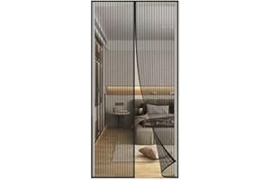 FIOVIP Porta magnetica per zanzariera, 60x240cm Tenda, chiusura automatica, facile installazione senza fori, zanzariere magnetiche per ingresso/balcone, ecc. (poliestere, Nero）