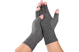 VITTO Rękawice przeciw zapaleniu stawów (1 para): zapewniają ciepło i kompresję, aby pomóc zwiększyć krążenie, zmniejszyć ból i promować gojenie (M, szary)