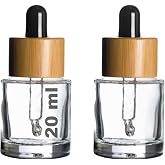 Afracam Damlalık 20 ml Şeffaf Bambu Kapaklı Cam Şişe 20 cc Dropper Ahşap Siyah (2)