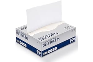 XPRESSPAK 500 Pack Deli Paper, 6" Pre-Cut Dry Wax Paper For Food, Heavy Duty Pop Up Dry Wax Sheets for Restaurant, Disposable Deli Paper