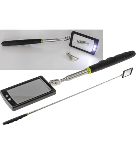 QWORK® 3 Stück Teleskop Inspektionsspiegel Set, Rechteckig