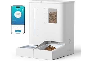 Tieker Automatic Cat Feeder, 5L Cat Feeder Automatic with Timer and Water Dispenser, 6 Meals/Day, WiFi Smart Pet Food Dispenser, Pet Feeder for Cats and Small Dogs