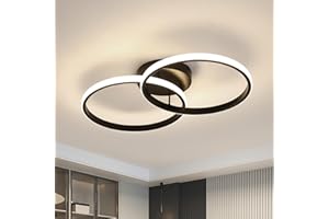 Toolight Lámpara de Techo Moderna, 42W 4725LM Plafon LED Techo Cocina Blanco Natural 4500K, Redondo Lampara Techo LED para Dormitorio Salon Cocina, Negro, 54CM