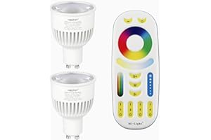 ‎LIGHTEU LIGHTEU®, Milight Miboxer 2x 6W GU10 RGB + CCT LED Farbwechsel und CCT WW CW Temperatur einstellbar mit einer 4-Zonen Fernbedienung (2x FUT106 + FUT092)