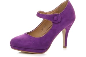 AJVANI Womens Ladies mid high Heel Mary Jane Evening Work Platform Bridal Party Prom Court Shoes Size.