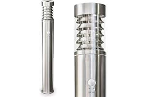 HOFSTEIN Lampe d'extérieur Dakar avec détecteur de mouvement, lampe sur pied moderne en acier inoxydable et disques en plastique, lampadaire de 80 cm, lampe de jardin avec douille E27, éclairage de jardin IP44