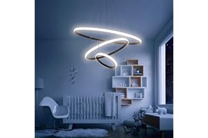 Arcadia Lampadario Led Soffitto a Sospensione NERO Moderno Luce Calda e Fredda Dimmerabile, Telecomando e App per Cellulare - Lampadario Camera da Letto, Soggiorno, Cucina e Cameretta - 5500 LM 60 Cm