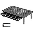 BONTEC Supporto per Monitor con Cassetto con Piattaforma a Rete per Laptop, Computer, iMac, PC, Fino a 20KG