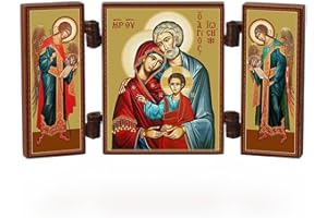 NKlaus - Sacra Famiglia - Trittico di icone cristiane - Swiatoe Semejstwo - Legno da altare ambulante 36179