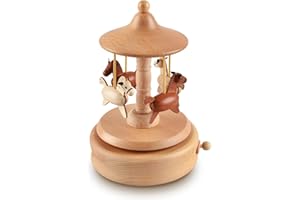 BLIENKREBY Carillon in Legno, Carillon con Meccanismo a Carica, Carillon Musicale Artigianale in Legno, con Canone in Re Maggiore, Regalo Giocattolo in Legno per Compleanno San Valentino Natale