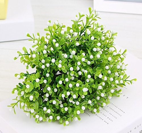 PRAGOO Artificial Baby Breath Gypsophila Fake Flowers Home Plastic Green Plant Garden Wedding Party Decor (10 Pcs, Small)(White)