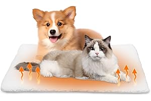 TIDEVAN Wärmedecke Katze für Katzen Hunde,60x45 cm Selbstheizende Decke Katze,Thermodecke Geräuschlos für Katzen & Hunde,Katzendecke Flauschig und Weich,Heizdecke Katzen ohne Strom,Waschbare(Weiß)