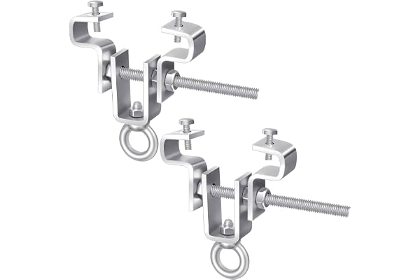 Justerbar Stålbalkklämma - 2 st justerbara stålbalkfästen med krok och balkklämma för tunga laster upp till 204 kg - Justerbar från 65 mm till 225 mm