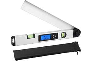 XUNTOP Angle Finder Digitale 0~230° 40cm con Livella a Bolla Orizzontale e Verticale LCD Inclinometro Goniometro con Retroilluminazione Blu Righello Rilevatore Angolo con Calcolo di Angolo Smusso