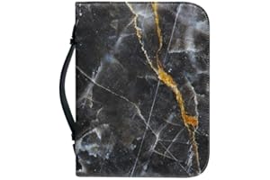 Kuiaobaty Estuche organizador de la Biblia con cremallera, asa para llevar libros, bolsa protectora de la Biblia con bolsillo interior, piel sintética, Negro mármol, M-[9.2x6.3in=23.4x16.0cm], moderno