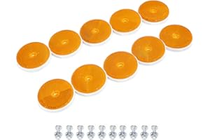 TAEUYYM 10 x Catadioptrico Redondo Amarillo Remolque, Catadioptrico Redondo Remolque Apriete de Tornillo, Reflectores Redondo Amarillo, para Camión RV Caravana Coche Remolque Tractor Moto (Amarillo)
