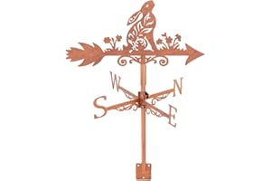 SUPERDANT Moon Gazing Hare Weathervane Metal Weather Vane Red Copper Rabbit Wind Direction Measuring Instrument Roof Installation for Garden Farm Backyard Gazebo Barn Shed Art Decor