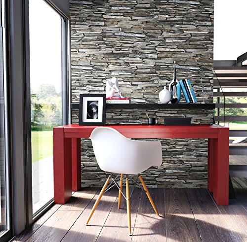 Steintapete Vliestapete Grau Edel , schöne edle Tapete im Steinmauer Design , moderne 3D Optik für Wohnzimmer, Schlafzimmer oder Küche inklusive Newroom Tapezier Ratgeber, mit Tipps für perfekteWände - 6