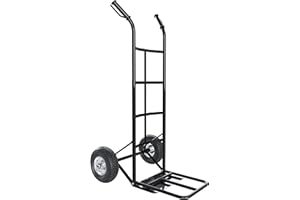 BRICOZONE Carrello A Mano Portapacchi Portata 250 Kg Con Ruote Pneumatiche Rinforzate E Ribalta In Acciaio Tubolare Trasporto Pacchi Grandi Portasacchi Portacasse Grandi Pesi 63 x 53 x 116 Cm (Nero)