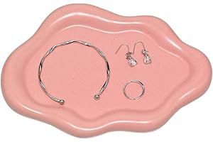 YoHyien Chmurowa Taca na Biżuterię, Dekoracyjna Taca Ceramiczna na Drobiazgi, Taca na Kosmetyki, Perfumy, Drobiazgi, Taca na Pierścionki, Naszyjniki, Bransoletk (Różowy)