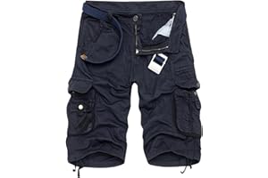 Buetory Men's Casual Cargo Hiking Shorts Elastic Waist Outdoor Comfy Workout Shorts Big&Tall Cotton Twill Summer Beach Shorts