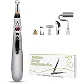 Acupuncture Massage Pen - Meridian Energy Electric Body Massager Acupuncture Pen with 5 Massage Heads