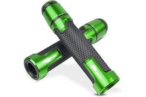 YUANQIAN Manubrio moto generale e tappo terminale del manubrio Compatible con Ninja 250R 300R 250 650 1000SX（Verde）