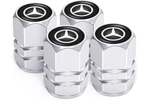 LCM IUY Car Tyre Valve Caps,Car Dust Caps for Mercedes Benz C E S M Serie CLK GLK GL AB AMG GLS GLE AMG Leak-Proof Wheel Caps for Car Tyres,Car Accessories,silver(4 Pcs)