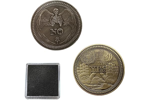 EYVRPAU 2 pcs. Pièces de défi Oui/Non Motif tête de mort stéréo estampillé Pièces commémoratives en cuivre antique pour les collectionneurs de Tossing Game (avec boîte de rangement)