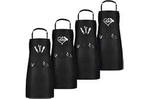 JANMERCY 4 Stück Haarstylisten-Schürze mit 4 Taschen, wasserdichte Salon-Schürzen für Friseur, Kosmetiker, Schürze