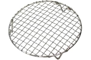 CUOTUO Round BBQ Grill Mesh, Stainless Steel Non Stick Reusable Fire Pit Grate Barbecue Mesh with Legs, Round Steaming Cooling Rack, Cooking Grill Tools Accessories