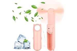 TALIFOCA Handventilator,USB Ventilator Tragbarer Mini Lüfter, 3 IN 1 Faltbarer Ventilator Klein, Klein Taschenventilator mit Powerbank, Schönheitsspiegel Funktion für Reisen,Zuhause,Büro,Draußen (ROSE)