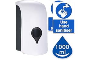ACEHOME 1000ml Wall Mounted Soap Dispenser, Manual Shower Gel Liquid Shampoo Sanitizer Dispenser Holder for Business, Hotel, Office, Home, Healthcare Facilities, With 2 Pcs USE HAND SANITISER Sign Sticker