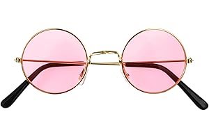 Costumed Occhiali Hippie – Occhiali da sole rotondi rosa come accessorio anni '70 e '80 per carnevale e carnevale, ispirati a John Lennon
