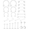 AceFun 14G-22G Clear Piercing Retainer Septum Retainers Nose Studs Flexible Lip Ear Nose Hoop Tongue Rings Nipple Ring Earrings Plastic Industrial Piercing Jewelry Retainer