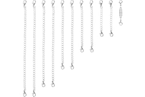 XIHIRCD 10pcs Necklace Extender Chains, 5 Sizes Bracelet Extender with Double Magnetic Lobster Clasp, Extension Chains Bracelet Jewelry Extenders for Women Jewelry Crafts Making(Silver)