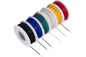 TUOFENG 20 awg filo solido Core Hookup Fili-6 diversi colori jumper Wire 26.3 ft o 8 m ciascuno, 20 misuratori filo di rame stagnato PVC (OD: 1.7mm) gancio sopra filo kit