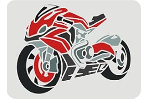 FINGERINSPIRE Stencil Moto - Grande 29,7x21 cm, Ricaricabile, Modello per Motociclisti, Modello per Veicoli, Stencil per Pareti, Fai da Te, Modello per Creazioni su Pareti, Piastrelle, Tela, Tessuto