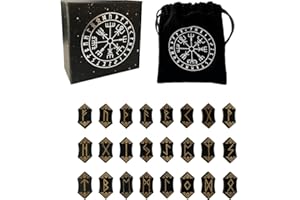 Lipfer Rune Casting Altar Cloth Wood Runes Set, Dedicated Storage Bag, Wiccan Witchcraft Supplies for Divination, Home Decoration, Viking Runes