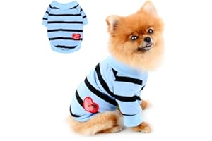 PAIDEFUL Striped Dog Shirt for Small Medium Dogs Cats Girls Boys Vest T-Shirts with Red Heart Breathable Tank Tops Puppy Chihuahua Yorkie Clothing Pet Summer Walking Outdoors