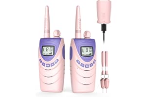 QNIGLO Q188 Talkie Walkie Enfants Rechargeable, 8 Canaux 2-5km Communication Professionnel,Camp d'été Aventures en Plein Air，Cadeau Noel Femme,Jouet Fille 3+ Ans(Rose)