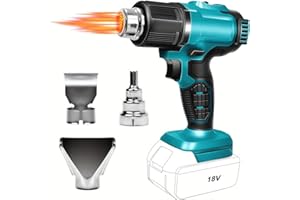 BYCZONE Cordless Heat Gun, Hot Air Gun Compatible with Makita 18V Battery, Dual Temp Setting Max 1022°F (550°C), 3 Nozzle for Crafts, Shrinking PVC, Wrapping and Paint Stripping (No Battery)