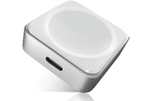 RUXELY Adapter do ładowarki magnetycznej, podwójny port, kabel zasilający USB C/i/Phone, Square Travel Portable Wireless Watch Charging Dock kompatybilny z Apple Watch Series 10, 9, SE, 8, 7, 6, 5, 4,