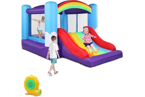 LEADZM Château Gonflable avec Toboggan et Souffleur, pour Enfants de 3 à 10 Ans, Aire de Jeux Gonflable Intérieure/Extérieure, 360x240x210cm