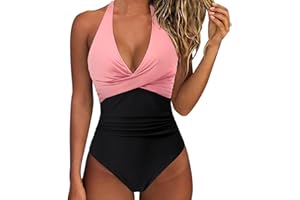 WESALOES Bañadores Mujer Reductores Barriga Espalda Expuesta Bañador Vientre Plan Ropa de Baño Traje de Baño de Una Pieza Mujer Fruncido Bañador Natacion Cuello en V Push Up Traje de Baño Acolchado